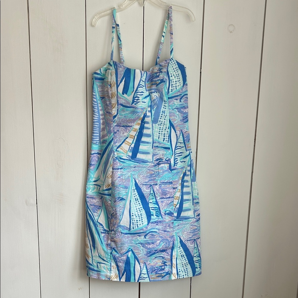 Lilly Pulitzer Blue, Aqua & White Sailboat Print Sundress